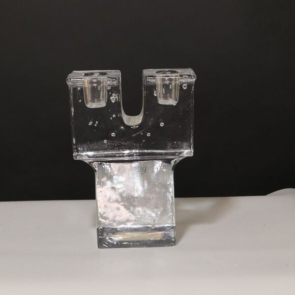 NWOT Dansk Brutalist Double Taper Candle Holder Ice Bubbles Knick On The Bottom - Picture 8 of 10